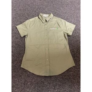 Port Authority Women's Green Button-Up‎ Work Shirt M
